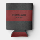 レッド&ブラックステッチヴィンテージレザークーラーボックス 缶クーラー (正面)