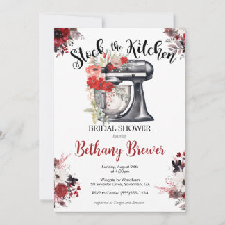 レッド&ブラックストックザキッチンテーマブライダルシャワー 招待状