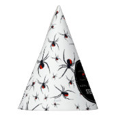 レッド&ブラックスパイダーバースデーパーティーテーマ パーティーハット (左)