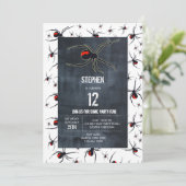 レッド&ブラックスパイダーバースデーパーティーテーマ 招待状 (スタンド正面)