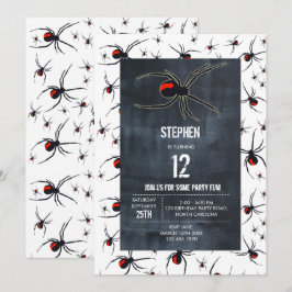 レッド&ブラックスパイダーバースデーパーティーテーマ 招待状
