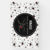 レッド&ブラックスパイダーバースデーパーティーテーマ 横断幕 (縦)