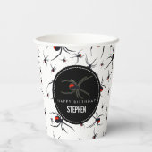 レッド&ブラックスパイダーバースデーパーティーテーマ 紙コップ (裏面)