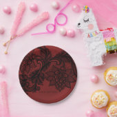 レッド&ブラックダークエレガンスレースゴシックウェディングパーティー ペーパープレート (パーティー)