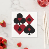 レッド&ブラックトランプのポーカートランプスーツ スタンダードカクテルナプキン (インサイチュ)