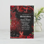 レッド&ブラックドレスマスカレードキンセアニラ15パーティー 招待状 (スタンド正面)