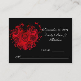 レッド&ブラックハートバラバタフライテーブル座席表 プレイスカード