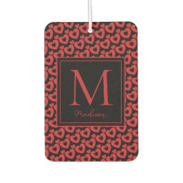 レッド&ブラックハートモノグラパーソナライズされたム カーエアーフレッシュナー