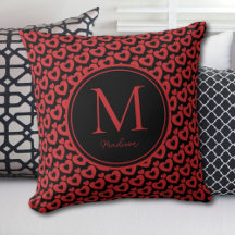 レッド&ブラックハートモノグラパーソナライズされたム