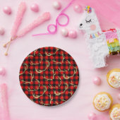 レッド&ブラックバッファロープレイド&金ゴールド鹿〔雄ジカの〕枝角 ペーパープレート (パーティー)