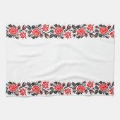 レッド&ブラックバラのクロスステッチパターロシアのン キッチンタオル (横)