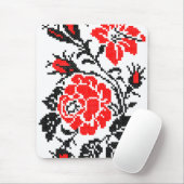 レッド&ブラックバラのクロスステッチパターロシアのン マウスパッド (マウス)