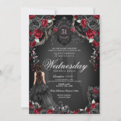 レッド&ブラックバラキンセアニラハロウィンゴシック 招待状 (正面)