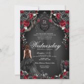 レッド&ブラックバラキンセアニラハロウィンゴシック 招待状 (正面)