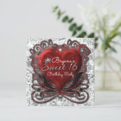 レッド&ブラックバレンタインハートフォイルルスウィート16 招待状 (スタンド正面)