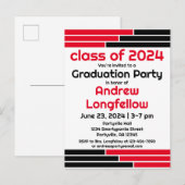 レッド&ブラックバー卒業パーティー インビテーションポストカード (正面/裏面)