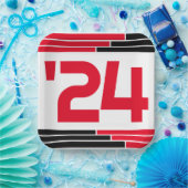 レッド&ブラックバー24年卒業 ペーパープレート (パーティー)