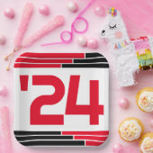 レッド&ブラックバー24年卒業 ペーパープレート (パーティー)