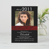 レッド&ブラックフォト卒業招待状 招待状 (スタンド正面)