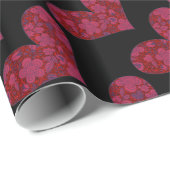 レッド&ブラックフローラドードルグリッターハートラッピング ラッピングペーパー (ロールコーナー)