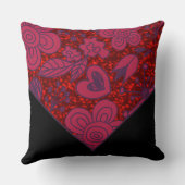 レッド&ブラックフローラドードルグリッター装飾用クッション クッション (裏面)