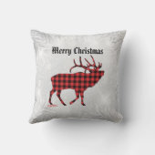 レッド&ブラックプレイドブルエルククリスマス装飾用クッション クッション (裏面)