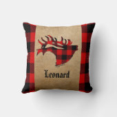 レッド&ブラックプレイドブルエルククリスマス装飾用クッション クッション (裏面)