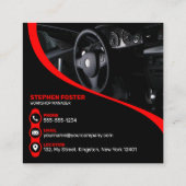 レッド&ブラックプロフェッショナル車のカーの詳細 スクエア名刺 (裏面)