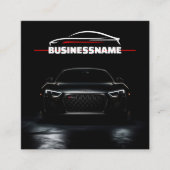 レッド&ブラックプロフェッショナル車のカーの詳細 スクエア名刺 (正面)