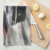 レッド&ブラックマッスルカー キッチンタオル (四つ折り)