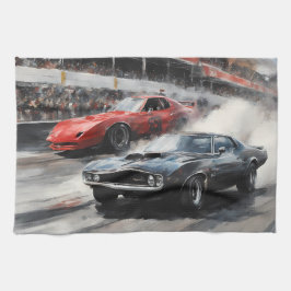 レッド&ブラックマッスルカー キッチンタオル