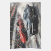 レッド&ブラックマッスルカー キッチンタオル (縦)