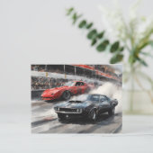 レッド&ブラックマッスルカー ポストカード (スタンド正面)