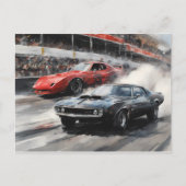 レッド&ブラックマッスルカー ポストカード (正面)