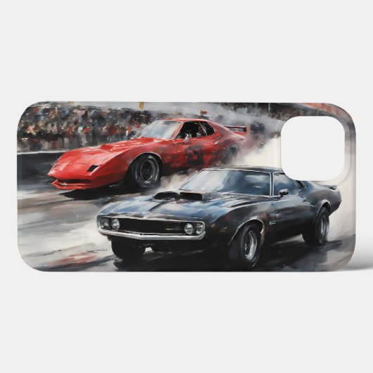 レッド&ブラックマッスルカー Case-Mate iPhoneケース (裏面 (横))