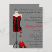 レッド&ブラックランジェリーブライダルシャワー招待状 招待状 (正面/裏面)