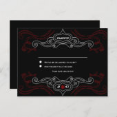 レッド&ブラックロックアンドロール音楽テーマ結婚ズ インビテーションポストカード (正面/裏面)