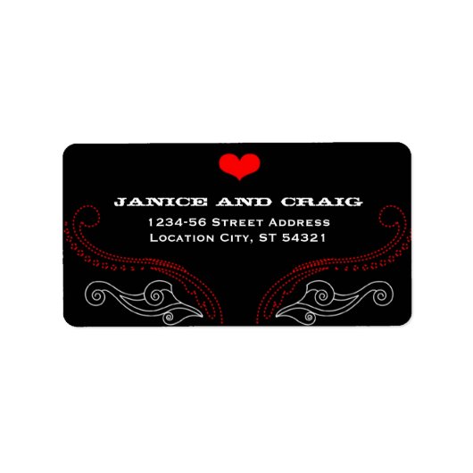 レッド&ブラックロックアンドロール音楽テーマ結婚ズ ラベル (正面)