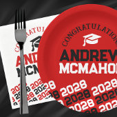 レッド&ブラック卒業パーソナライズされたパーティー紙 スタンダードランチョンナプキン