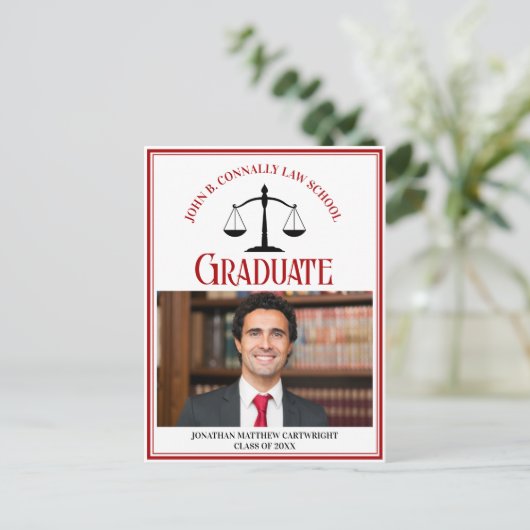 レッド・ブラック法科大学院卒業写真 案内ポストカード (スタンド正面)