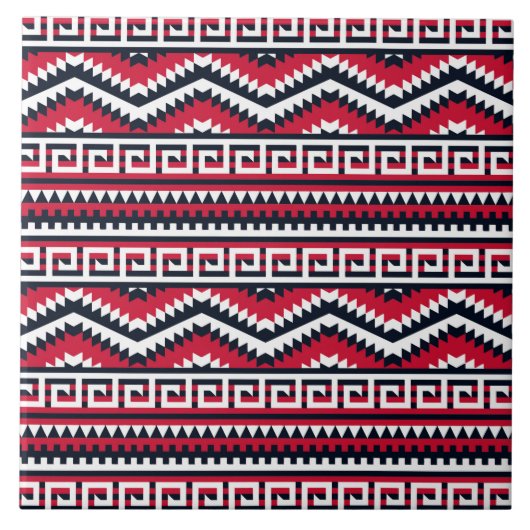レッド・ブラック・アステテックのタイル模様 タイル (正面)