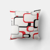 レッド、ブラック、グレーレトロスクエア クッション (裏面)