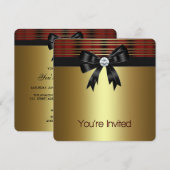 レッド ブラック ゴールド パーティー 招待状 (正面/裏面)