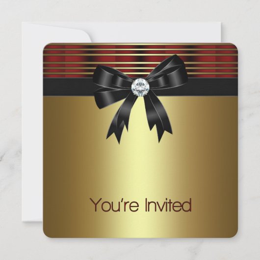 レッド ブラック ゴールド パーティー 招待状 (正面)