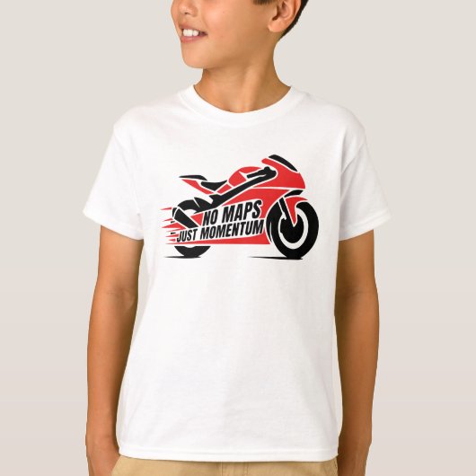 レッド ブラック スポーツ モーターサイクル Tシャツ (正面)
