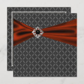 レッド ブラック タイ パーティー エレガント ブラック パーティー ご招待 招待状 (正面/裏面)