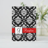 レッド ブラック ダマスク モノグラム 披露宴 招待状 (スタンド正面)