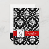 レッド ブラック ダマスク モノグラム 披露宴 招待状 (正面/裏面)