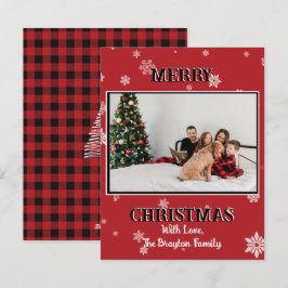 レッド＆ブラック バッファロー カントリー スタイル フォト ホリデー シーズンカード