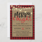 レッド ブラック バッファロー プライドのクラフト紙を使ったクリスマスパーティーのお誘い 招待状 (正面)